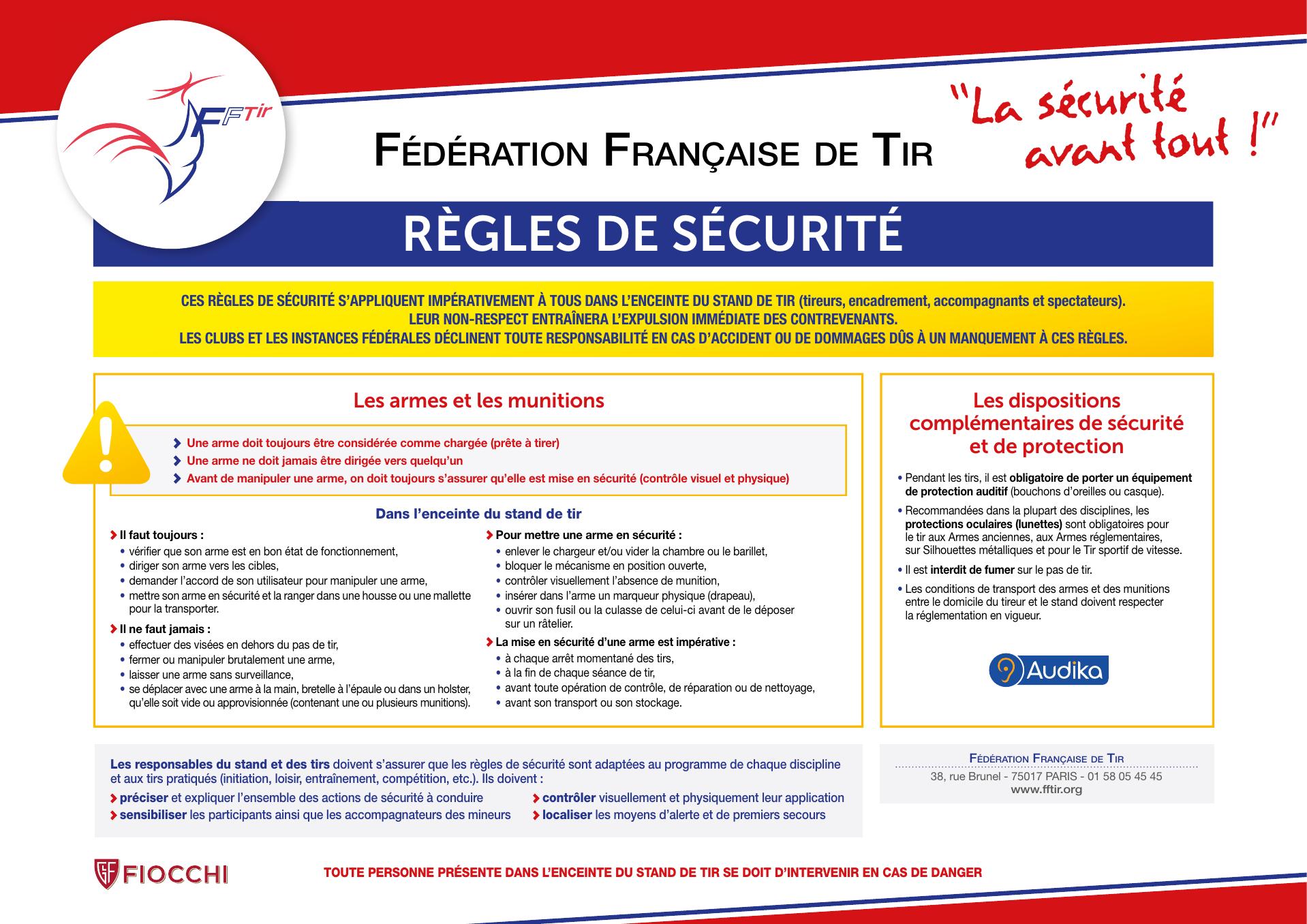 Aperçu de l’affiche des règles de sécurité de la FFTir